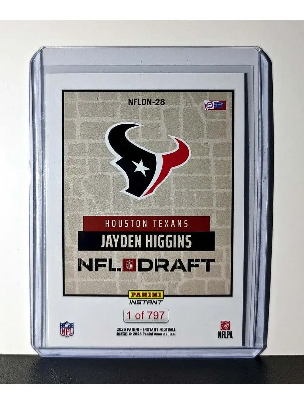Jayden Higgins Rookie 2025 NFL Draft #28 Football Card Houston Texans 1 of 797